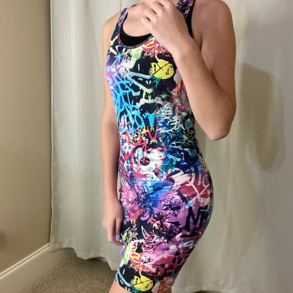 active wear dress with built-in bra, size small, by material girl